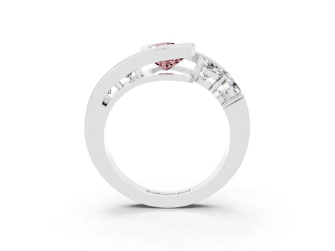 White gold Bezel Set Pear Cut Diamond Split Shank Ring_3