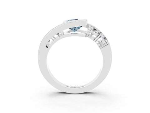 White gold Bezel Set Pear Cut Diamond Split Shank Ring_3