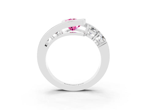 White gold Bezel Set Pear Cut Diamond Split Shank Ring_3