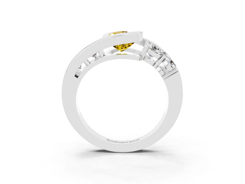 White gold Bezel Set Pear Cut Diamond Split Shank Ring_3