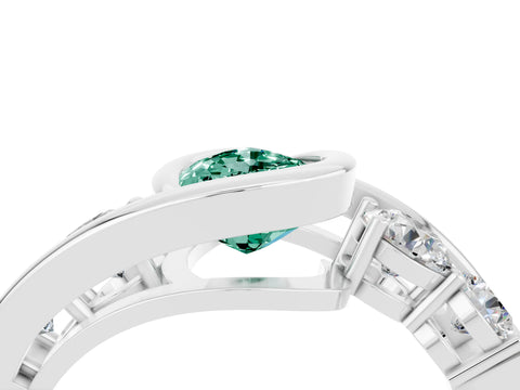 White gold Bezel Set Pear Cut Diamond Split Shank Ring_4