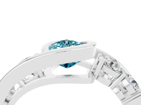 White gold Bezel Set Pear Cut Diamond Split Shank Ring_4