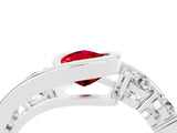 White gold Bezel Set Pear Cut Diamond Split Shank Ring_4