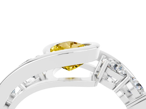 White gold Bezel Set Pear Cut Diamond Split Shank Ring_4