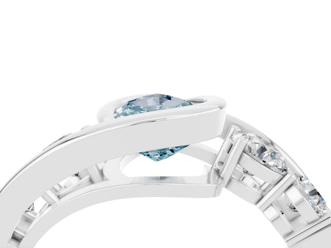 White gold Bezel Set Pear Cut Diamond Split Shank Ring_4