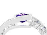White gold Bezel Set Pear Cut Diamond Split Shank Ring_4