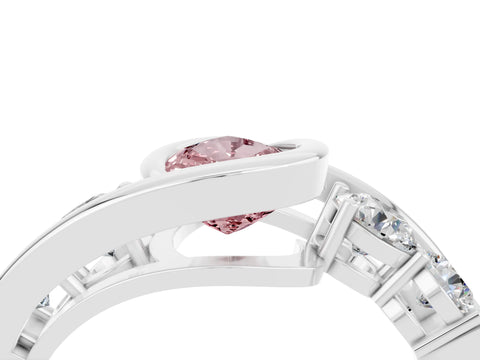 White gold Bezel Set Pear Cut Diamond Split Shank Ring_4