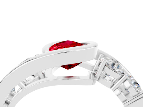 White gold Bezel Set Pear Cut Diamond Split Shank Ring_4