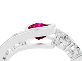 White gold Bezel Set Pear Cut Diamond Split Shank Ring_4