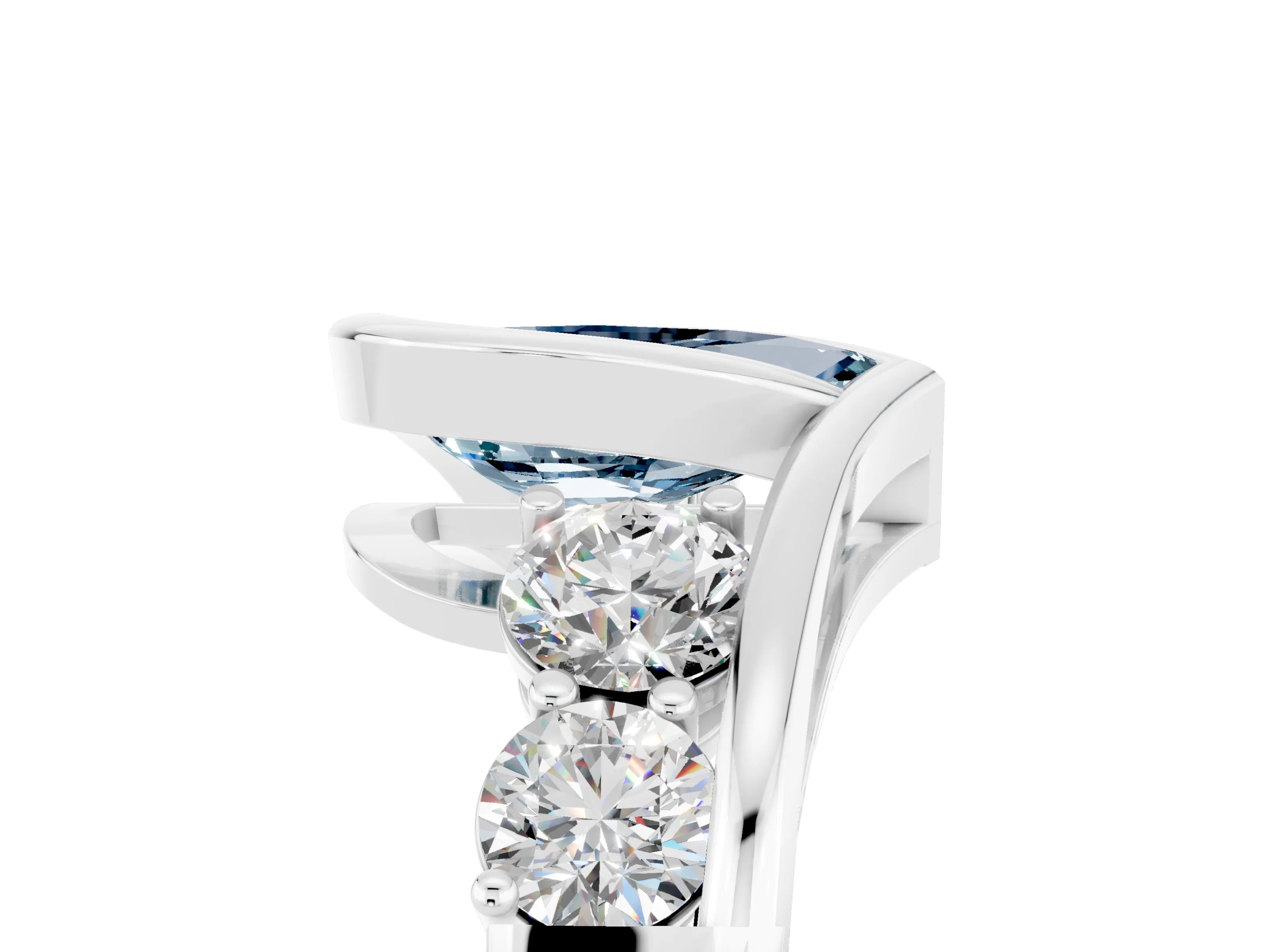 White gold Bezel Set Pear Cut Diamond Split Shank Ring_5