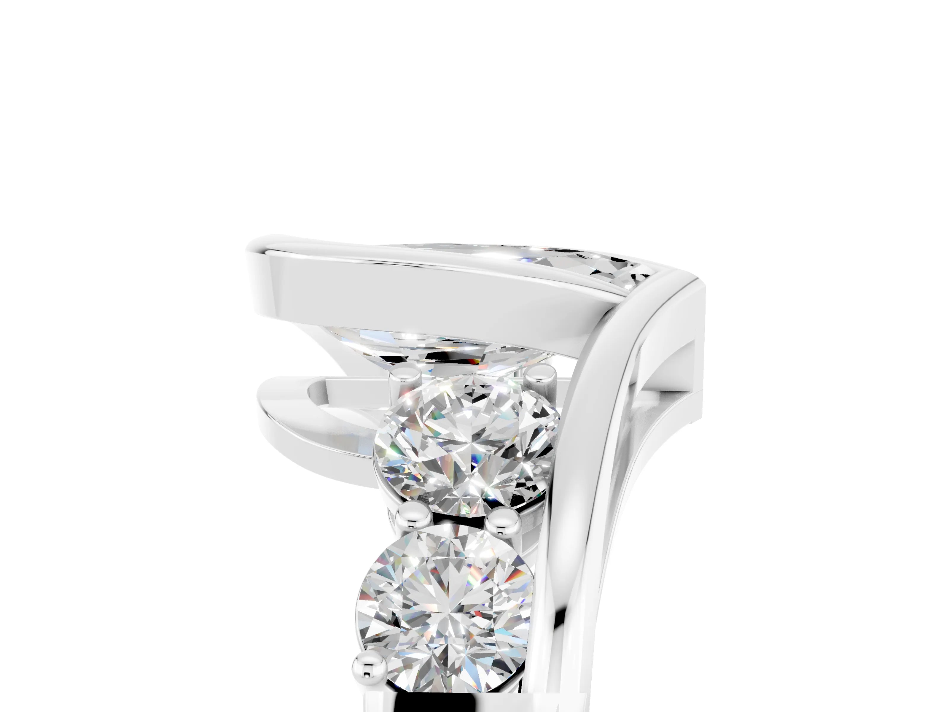 White gold Bezel Set Pear Cut Diamond Split Shank Ring_5