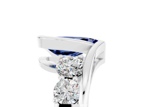 White gold Bezel Set Pear Cut Diamond Split Shank Ring_5