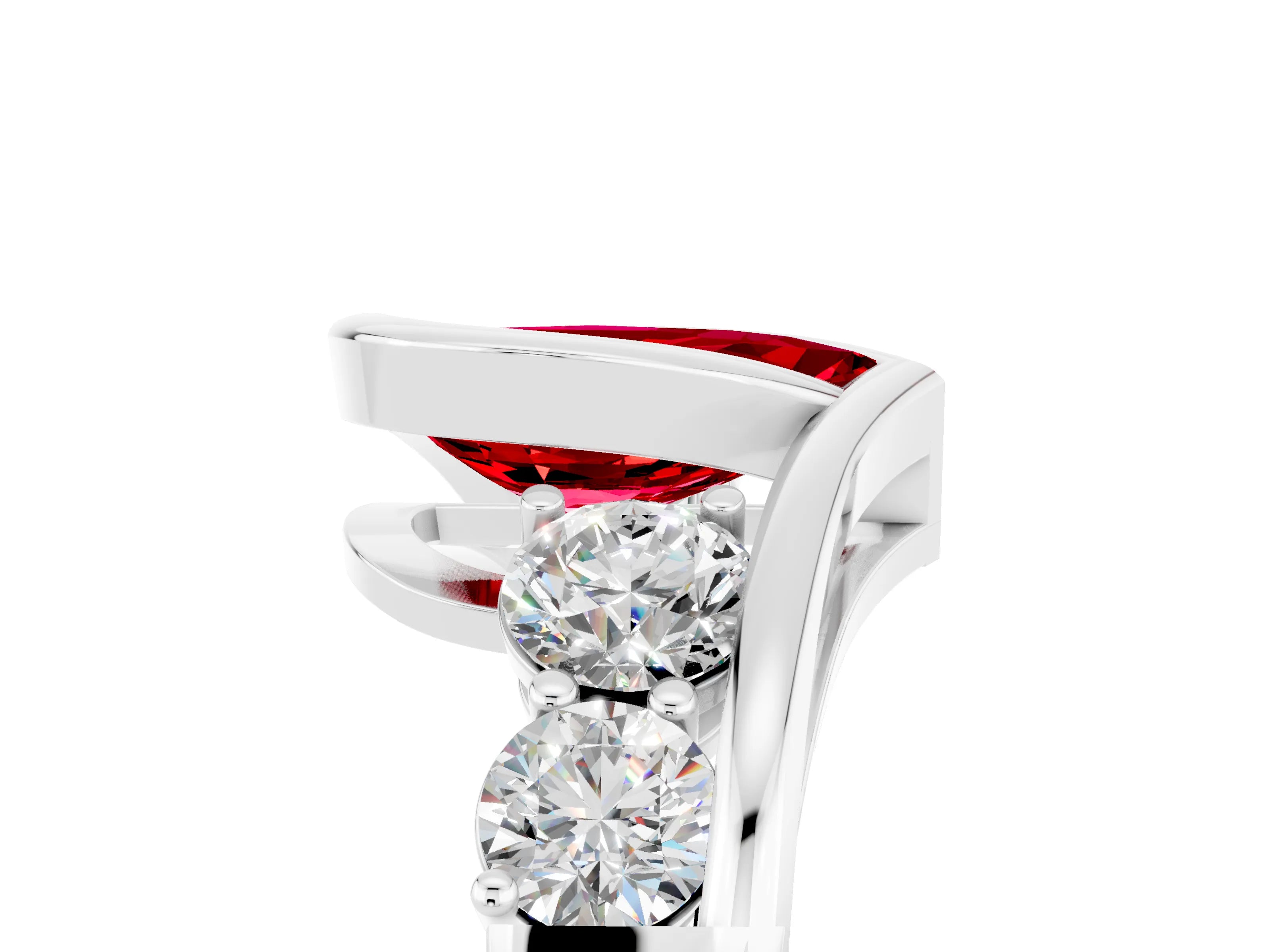 White gold Bezel Set Pear Cut Diamond Split Shank Ring_5