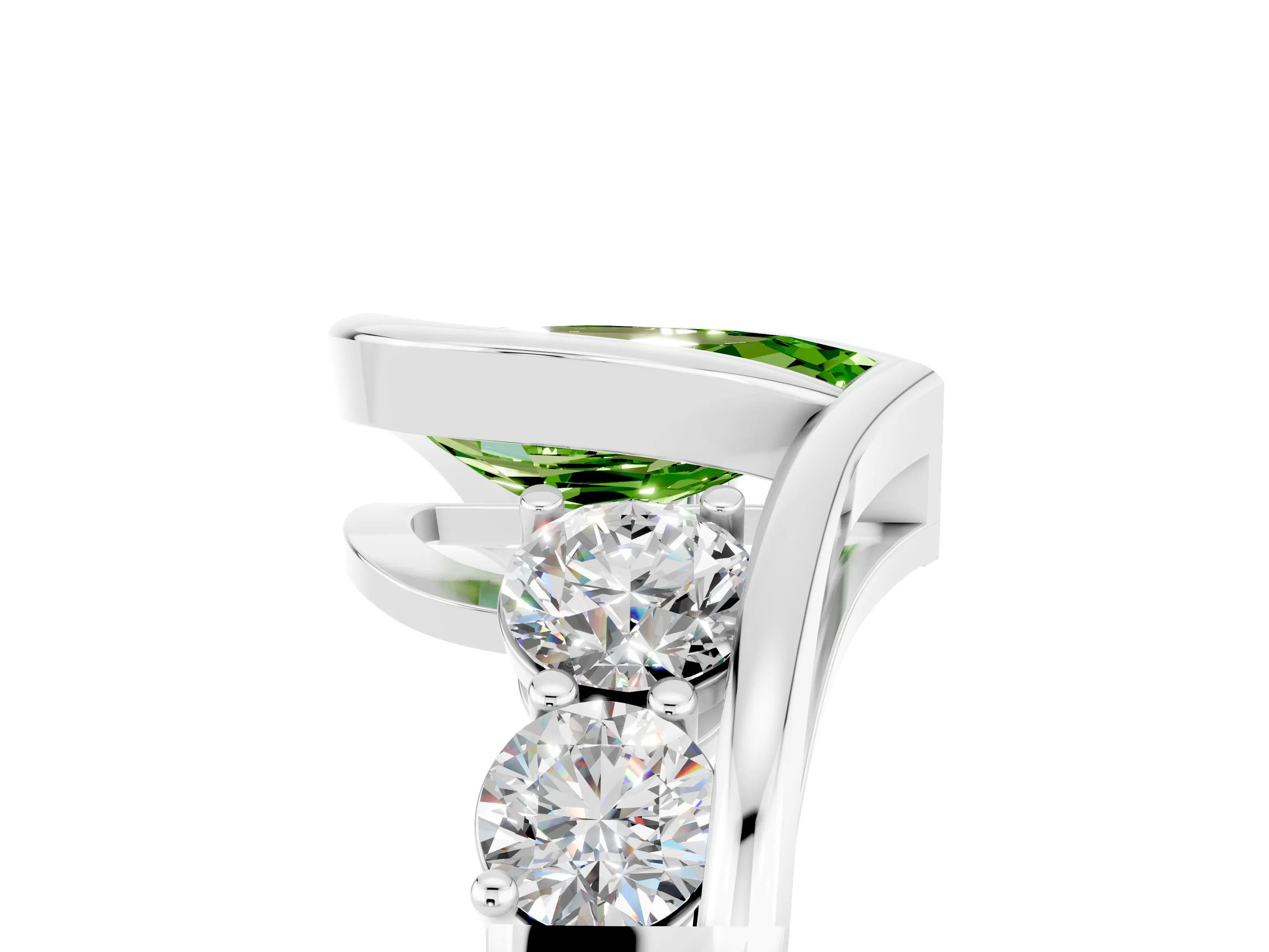 White gold Bezel Set Pear Cut Diamond Split Shank Ring_5
