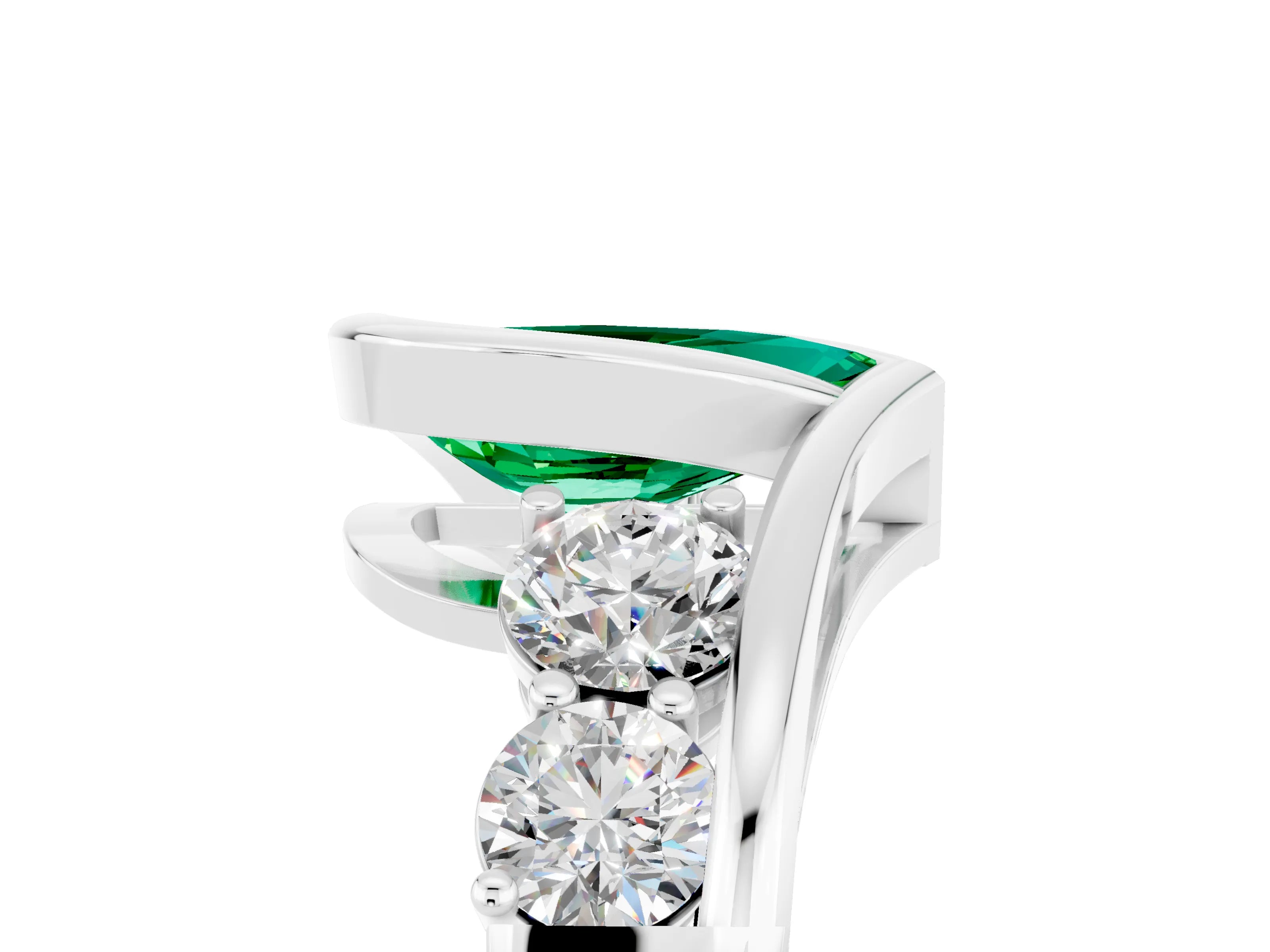 White gold Bezel Set Pear Cut Diamond Split Shank Ring_5