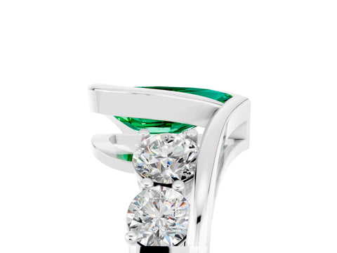 White gold Bezel Set Pear Cut Diamond Split Shank Ring_5