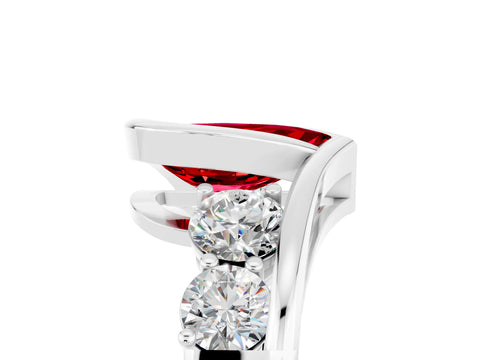 White gold Bezel Set Pear Cut Diamond Split Shank Ring_5