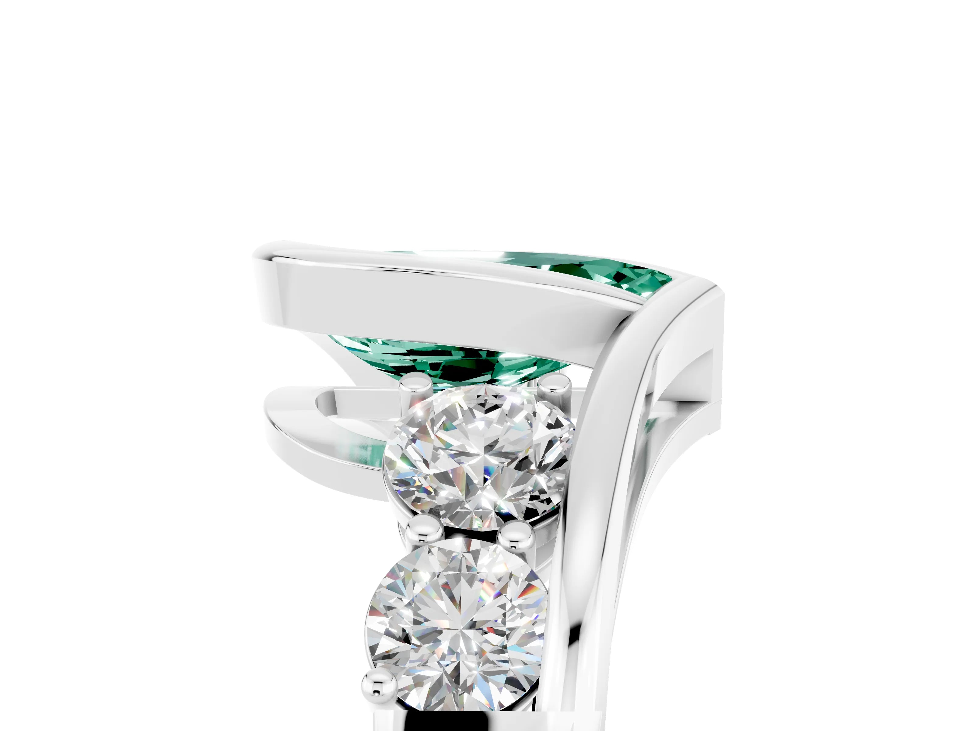 White gold Bezel Set Pear Cut Diamond Split Shank Ring_5