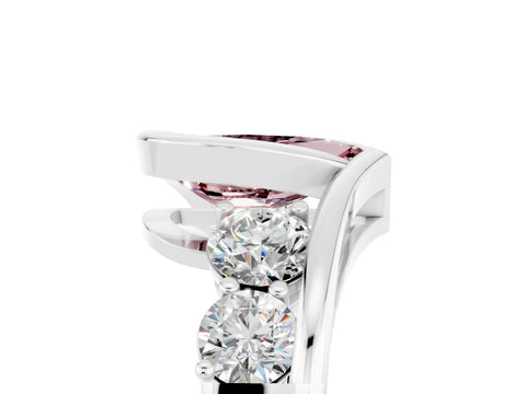 White gold Bezel Set Pear Cut Diamond Split Shank Ring_5