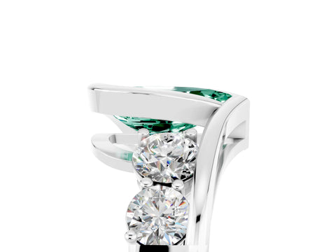 White gold Bezel Set Pear Cut Diamond Split Shank Ring_5