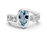 White gold Bezel Set Pear Cut Diamond Split Shank Ring