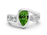White gold Bezel Set Pear Cut Diamond Split Shank Ring