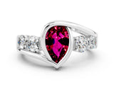 White gold Bezel Set Pear Cut Diamond Split Shank Ring