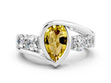 White gold Bezel Set Pear Cut Diamond Split Shank Ring