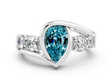White gold Bezel Set Pear Cut Diamond Split Shank Ring