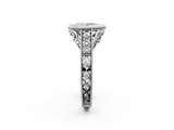 White gold Bezel Set Pear Diamond Milgrain Pave Engagement Ring_45