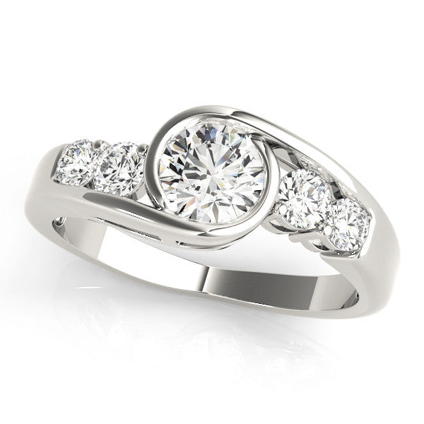 White gold Bezel Set Pear Diamond Split Shank Ring 1