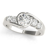 White gold Bezel Set Pear Diamond Split Shank Ring 1