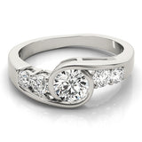 White gold Bezel Set Pear Diamond Split Shank Ring 2