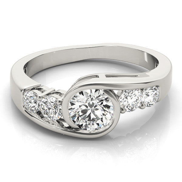 White gold Bezel Set Round Diamond Split Shank Ring
