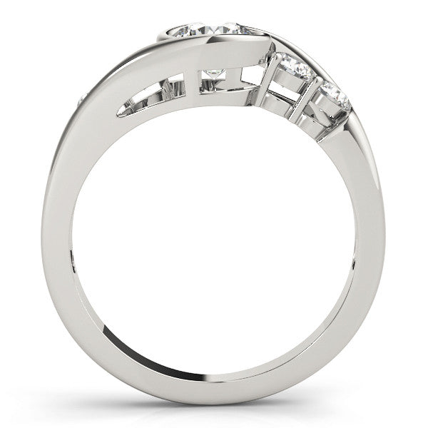White gold Bezel Set Round Diamond Split Shank Ring