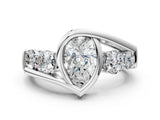 White gold Bezel Set Pear Diamond Split Shank Ring_3