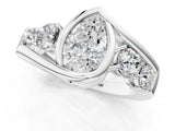 White gold Bezel Set Pear Diamond Split Shank Ring_4