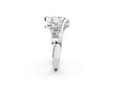 White gold Bezel Set Pear Diamond Split Shank Ring_5