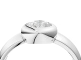 White gold Bezel Set Pear Solitaire Ring with Wide Band 4