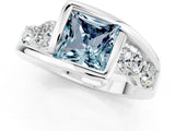 White gold Bezel Set Princess Cut Diamond Split Shank Ring_1