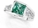 White gold Bezel Set Princess Cut Diamond Split Shank Ring_1