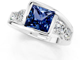 White gold Bezel Set Princess Cut Diamond Split Shank Ring_1