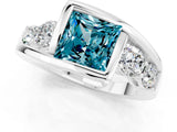 White gold Bezel Set Princess Cut Diamond Split Shank Ring_1