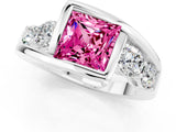White gold Bezel Set Princess Cut Diamond Split Shank Ring_1