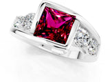 White gold Bezel Set Princess Cut Diamond Split Shank Ring_1