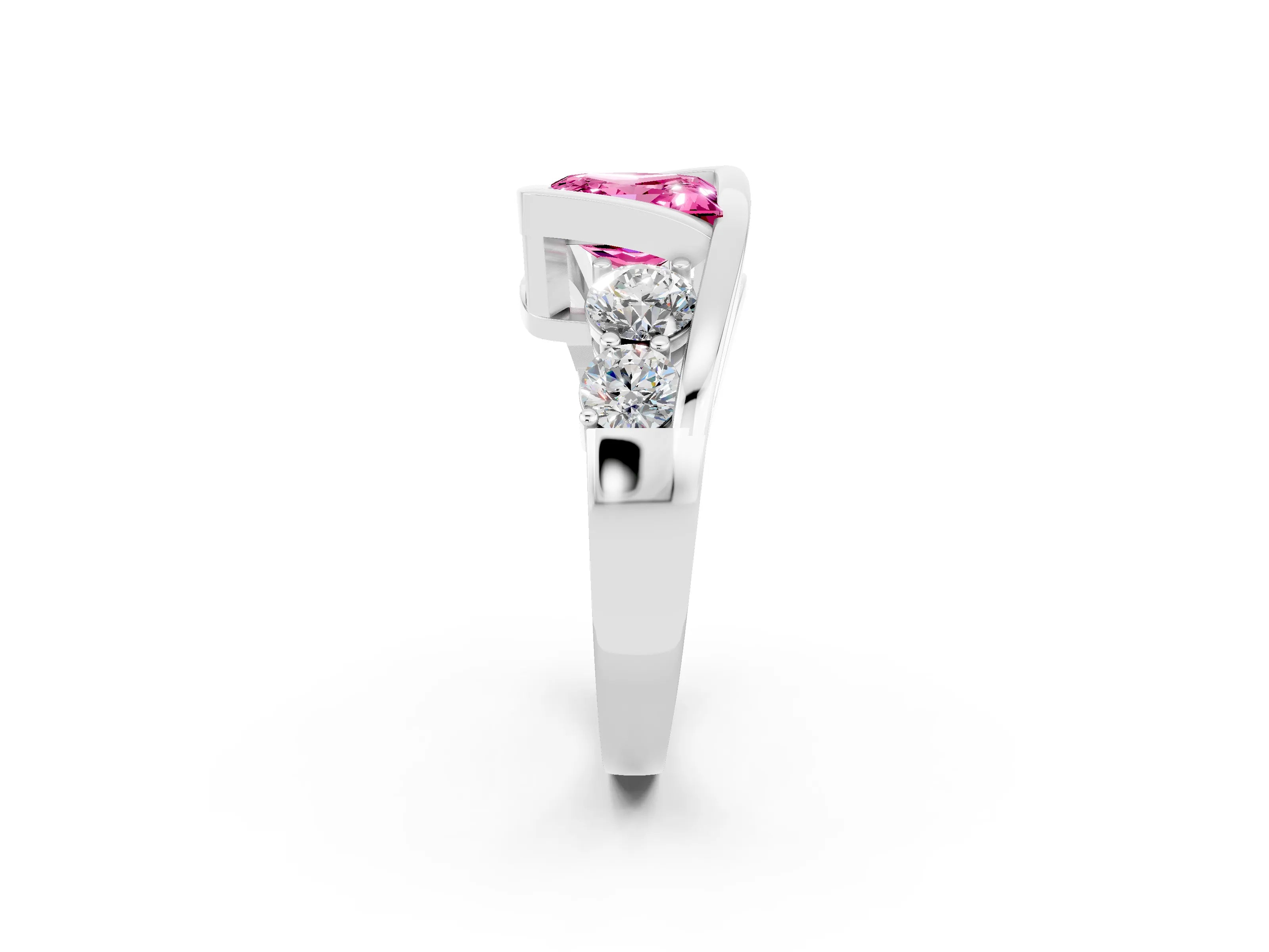 White gold Bezel Set Princess Cut Diamond Split Shank Ring_2