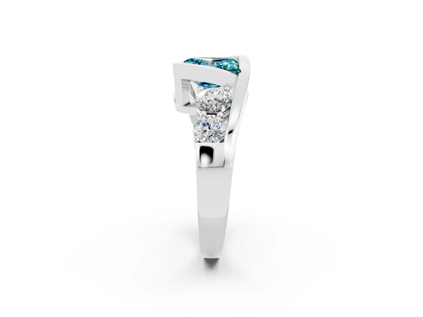 White gold Bezel Set Princess Cut Diamond Split Shank Ring