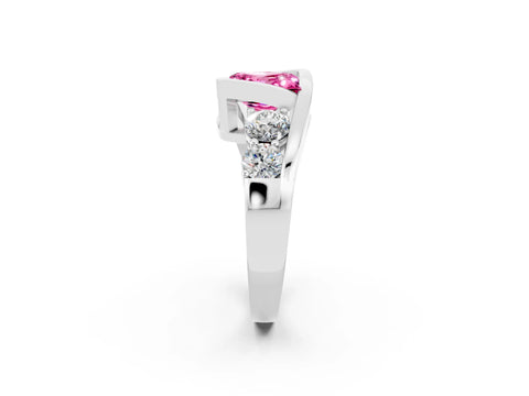White gold Bezel Set Princess Cut Diamond Split Shank Ring_2