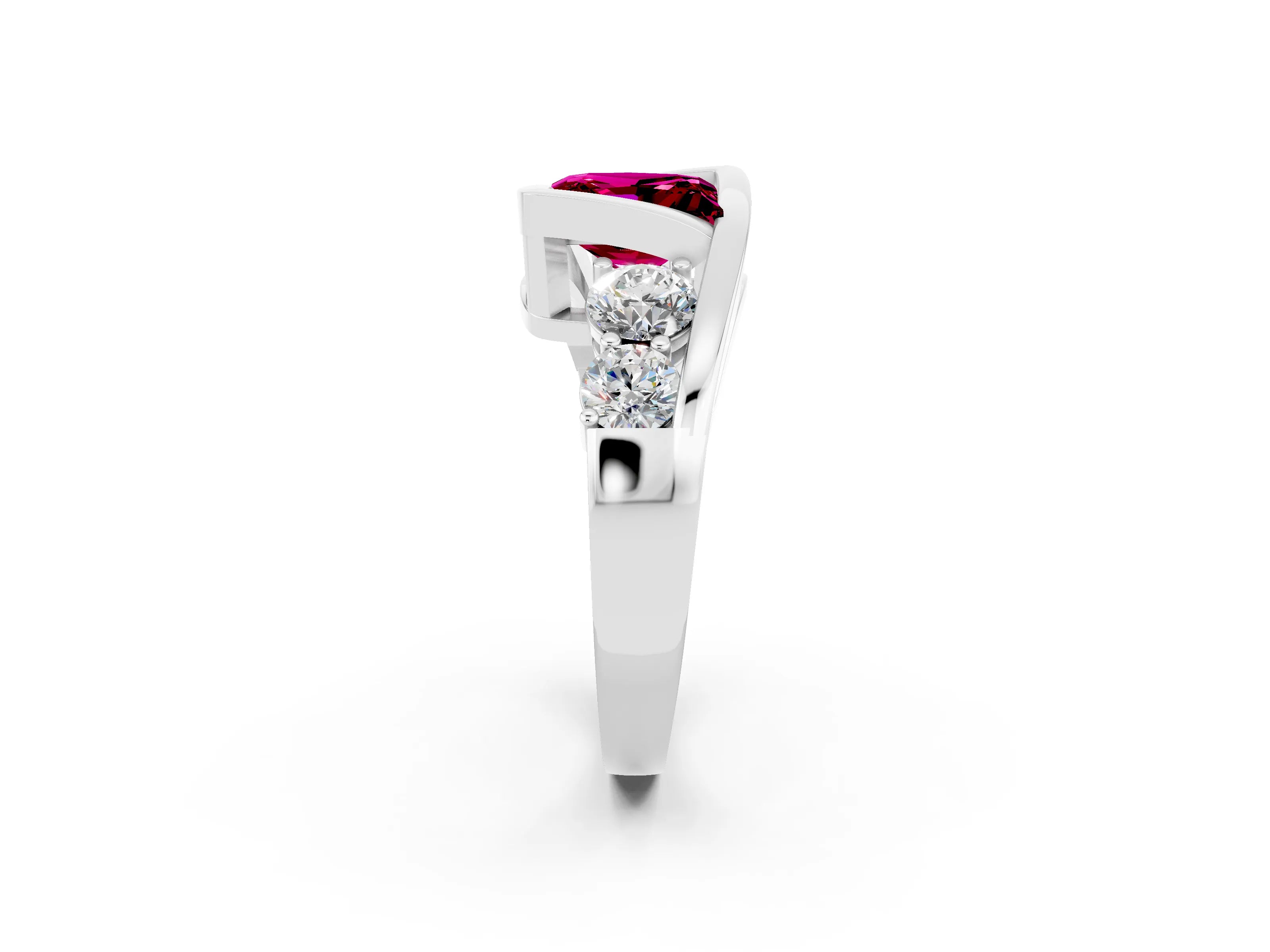 White gold Bezel Set Princess Cut Diamond Split Shank Ring_2