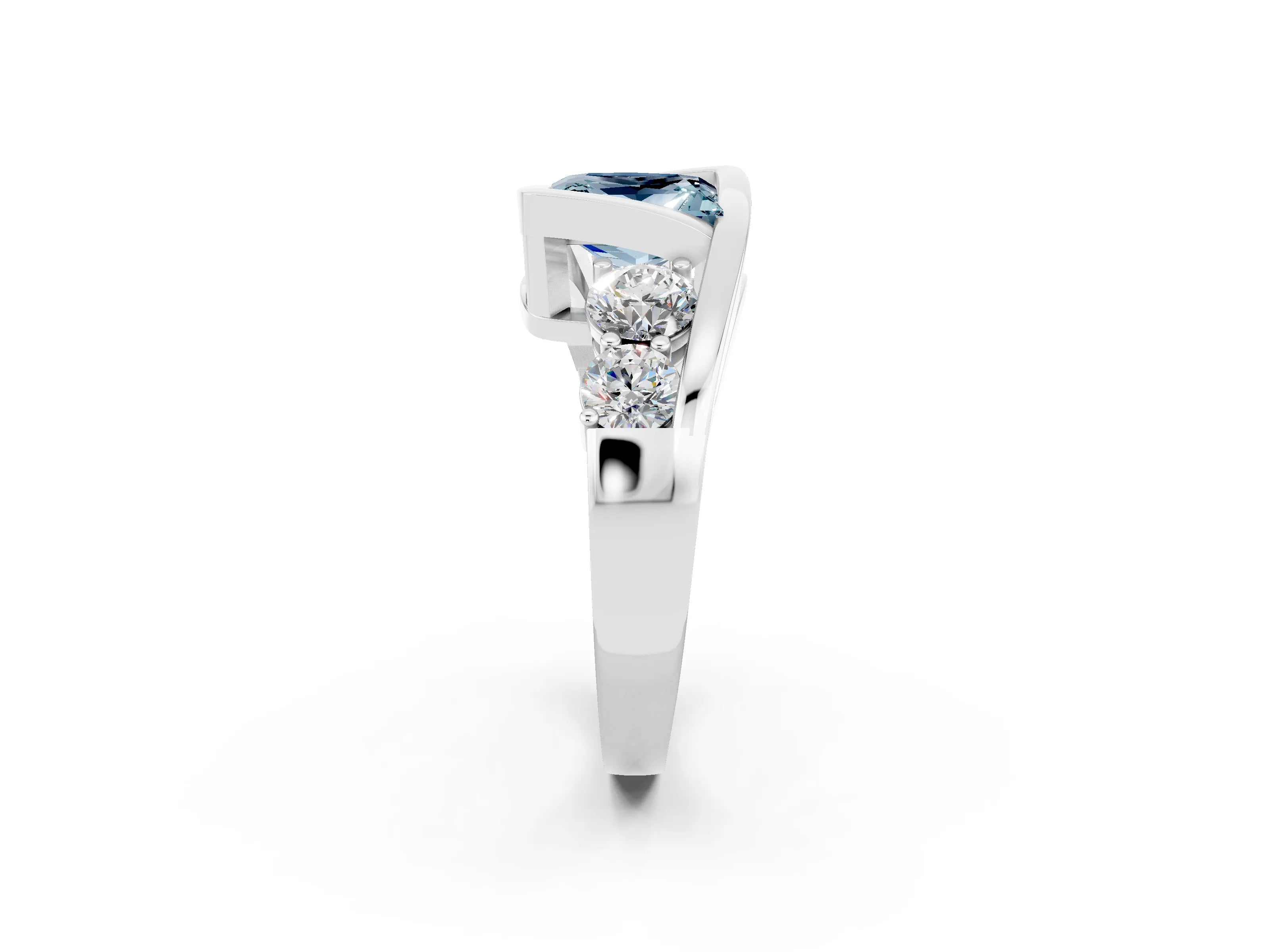 White gold Bezel Set Princess Cut Diamond Split Shank Ring_2